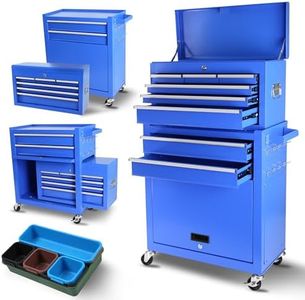 Tool Chest with Wheels,8-Drawer Rolling Tool Box,Large Locking Tool Cabinets,Detachable Tool Chest Cabinet Combo with Tool Organizer Tray Divider,Detachable Mechanic Tool Cart for Garage Tool,Blue