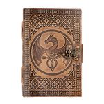 DreamKeeper Leather Journal – Vintage Celtic Diary with Lock for Men and Women – Embossed Genuine Leather Notebook – A6 Handmade Luxury Book Journal for Notes, Sketches, Travel, Memories