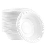 PLASTICPRO 5 ounce Round Plastic Dessert Bowls Microwaveable, Disposable, White, Dinnerware 100 Count