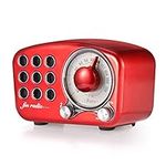 Retro Bluetooth Speaker, Vintage Radio-Greadio FM Radio with Old Fashioned Classic Style, Strong Bass Enhancement, Loud Volume, Bluetooth 5.0 Wireless Connection, TF Card and MP3 Player (RED)