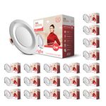 Murphy 6W Bright LED Downlight – Warm White, Slim Round Recessed Ceiling Light, 3-Inch Junction Box Compatible, Anti-Glare Diffuser, Energy Efficient (Pack of 20, 2-Year Warranty)