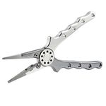 Crazy Shark 7 inch Fishing Pliers, Aluminum Fishing Tools, Saltwater Resistant Fishing Gear with Corrosion Resistant Coating and Rubber Handle，Fishing Gifts for Men (Silver)