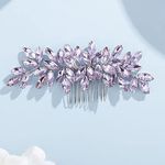 Teyglen Dainty Purple Rhinestone Hair Comb - Luxurious Shiny Bridal and Wedding Hair Accessory for Brides and Girls