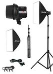 Sonia 300D Studio Strobe Flash Light Premium with 9 Feet Light Stand and 65cm Double Diffuser Softbox for Candid, Product, Wedding, Fashion, Model, Photography (Not Compatible for Video Shoot) Video