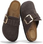 Project Cloud Genuine Leather Clogs for Women Shoes - Memory Foam Insole, Non-Slip & Natural Cork Footbed Womens Clogs and Mules 2025 (Manchester Wide, CHOCBRWNSUED, 7)