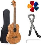 Classical Ukulele Kit Tiger Flame Okoume Wood for Beginner and Professional Player By Kmise (30 Inch Baritone)