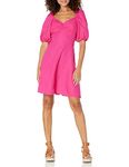 The Drop Women's Nala Ruche Front Linen Mini Dress, Hot Pink, XL