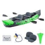 PROMARINE 2 Person Inflatable Kayak Set Blow up Kayak Foldable Paddle Boat with Adjustable Seat，Foot Pump, Green