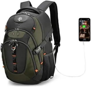 Swissdigital Design Business Laptop Backpack with Smart USB Charging Port, Travel Backpack Fits 15.6 inches Laptops, Water Repellent College Backpack for Men Women, Olive/Black | SD803-26