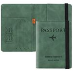 Cooja Passport Holder Cover Travel Wallet Organiser, Passport Case with RFID Blocking, PU Leather Travel Document Holder for Men&Women Travel Accessories (Green)