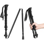 Collapsible Trekking Pole Folding Walking Stick,Travelers Adjustable Hiking Pole Walking Cane,Portable Mobility Aid for Women Men Hikers Gift by CLINE,Black