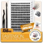 EASITENSION 156 PCS Self Adhesive Eyelashes Clusters Kit Lash Clusters DIY Eyelashes Pre Glued Reusable No Glue Needed No Remover No residue