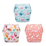 Babygoal Baby & Toddler Girl Swim Diapers, Reusable Adjustable Washable One Size Fits 6M-3T Gifts and Swimming Lessons 3 Pack 3ZSD08-IN