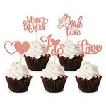 Blumomon 30Pc Bridal Shower Cupcake Toppers Glitter Diamond Ring Love I Do Cupcake Picks Miss to Mrs Bridal Shower Wedding Engagement Bachelorette Party Cake Decorations Supplies Rose Gold