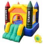 Dvreugde Outdoor & Indoor Mini Inflatable Bounce House with Blower Toddler Castle Kids Bouncy House with Slide, air Blower, Carrying Bag and Water Bag