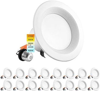 LUXRITE 4 Inch LED Recessed Can Lights, 10W=60W, CCT Color Selectable 2700K | 3000K | 3500K | 4000K | 5000K, Dimmable Retrofit Downlights, 750 Lumens, Energy Star, Wet Rated, Baffle Trim (16 Pack)