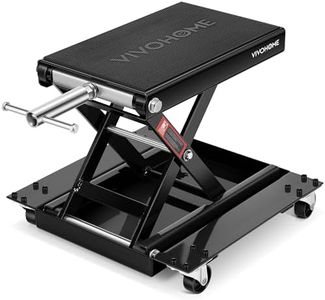VIVOHOME 1100 Lbs Steel Wide Deck Motorcycle Lift ATV Scissor Lift Jack with Dolly and Hand Crank Bikes Garage Repair Hoist Stand Black