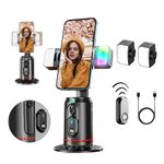 Dravina Al Face Tracking Phone Holder, 360° Rotation Face Body| Gesture Control Tripod Smart Shooting Camera Mount with Remote. No App Required| Rechargeable Battery & 2 Led Color Changing Light