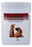 Triple-Action Probiotics for Dogs with Prebiotics & Postbiotics (150g) - Dog Powder Supplement for Upset Tummies, Bloating, Itchy skin, Bad Breath, Healthy Digestion by Chemeyes - All Breeds & Ages