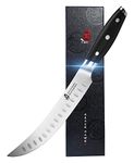 TUO Butcher Knife - 8 inch Scimitar Breaking Knife - Curved Slicing Carving Knife - German HC Steel Meat Cleaver - Full Tang Pakkawood Handle - Black Hawk Series with Gift Box