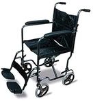 Aidapt Folding Lightweight Attendant Propelled Steel Wheelchair with Brakes, Lap Strap, Removable Foot Rests. Ideal for Every Day Use Indoors and Outside