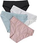 LOURYN KOULYN Cotton Women's 4 Piece Solid Panty Set Ribbed Knit Breathable Underwear Panties (M, Pack Of 4), Assorted
