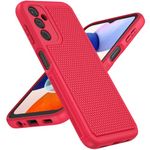 FNTCASE for Samsung Galaxy A14 5G Case: Dual Layer Protective Heavy Duty Cell Phone Cover Shockproof Rugged with Non Slip Textured Back - Military Protection Bumper Tough - 2023, 6.6inch (Red)