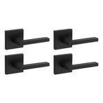 Weiser Halifax 4 Pack Matte Black Door Handles, Reversible Passage Levers for Left & Right Handed Doors, Interior Door Handles for Hall and Closet, Non-Locking Door Handles/Door Knobs, Home Décor