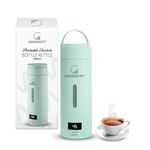 Goodscity Portable Electric Kettle Travel Water Bottle For Boiling Hot Water Milk With Cool Touch Exterior, Auto Shut Off, 300W fast Heating, Leakproof, 1 Touch Screen, 500 Ml, Green, 1 year Warranty