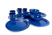 GSI Outdoors Sierra Enamel Table Set for Four with Bowls, Plates and Cups for Camping