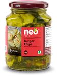 Neo Burger Chips 350g I 100% Vegan I Low Fat Sweet and Salty Gherkin Slices, Ready to Eat, No GMO I Make Burger, Sandwich & Salads (Pack of 1)