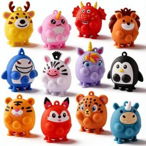 ChildFun 12 PCS Party Favors for Kids, Silicone Animal Pop Fidget Toys with Suction, Birthday Gifts for Boy Girls, Treasure Box Toys, Goodie Bag Stuffers, Prizes for Kids, Pinata Stuffers