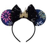 DRESHOW Mouse Ears Bow Headbands Glitter Party Decoration Cosplay Costume for Women