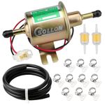 Electric Fuel Pump Kit 12V Universal Low Pressure Transfer Inline with 10pcs Hose Clamps 6.56 FT 5/16" ID Fuel Line 2pcs Fuel Filters for Lawn Mower Carburetor Gas Diesel Engine 3-6 PSI HEP-02A Gold