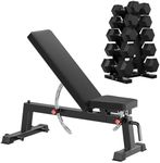 HANDBODE Adjustable Weight Bench Set with 225LB Dumbbell Set, A Frame Weight Rack Stand, 1300 LBS Capacity Home Gym Bench for Weightlifting, Strength Training, Flat, Incline, Upright