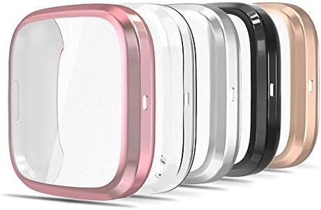 Simpeak [5-Pack] Case Compatible with Fit bit Versa 2 Smartwatch, Soft TPU Full Protection Screen Protector For Versa 2 (NOT FITS Versa Lite/Versa 3)- Pink/Clear/Silver/Black/Rose Gold