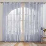 Neween Sheer Light Grey Curtains 2 Panels Set, Grommet Airy & Lightweight Elegant Window Treatments Voile Drapes with Light Filtering for Bedroom/Living Room (Light Grey, W132 x L160 cm)