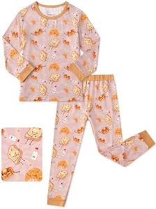 JunNeng Bamboo Viscose Toddler Boys' Pajamas 2 Piece, Breakfast, 6Y-7Y