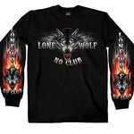 Hot Leathers GMD2007 Lone Wolf No Club Biker Long Sleeve Double Sided T-Shirt (Black, XX-Large)