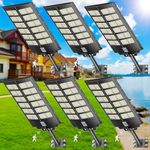 Jadisi 6-Pack Solar Parking Lot Lights,14400W Solar Street Light 1440000LM Dusk to Dawn Street Lights Solar Powered, IP67 Waterproof Solar Wide Angle Lamp with Motion Sensor for Yard, Road