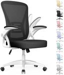 naspaluro Ergonomic Office Chair, Mid-Back Computer Chair with Adjustable Height, Flip-Up Arms and Lumbar Support, Breathable Bright White Mesh Desk Chair for Home Study Working