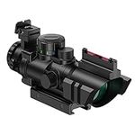 Feyachi R122 Rifle Scope 4x32 Red-Green-Blue Illuminated Rapid Range Reticle Scope with 2 Top Fiber Optic Sight with 4 Magnification and 20mm/22mm Picatinny Rail Mount for Hunting