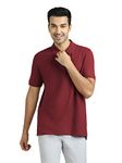 XYXX Men's Solid Relaxed Fit T-Shirt (XY_CR14_Polo Tshirt_1_Bold Burgundy