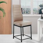 Bloom Nx Leatherette Faux Leather Upholstered mild Steel Metal Dining Chair with Padded Seat, Black Metal Legs (1, Leatherette Cream Ivory, Single Seater 16 * 16 inches)