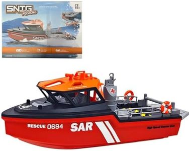 Goekhyrani Remote Control Boat for Adults, 1/32 8KM/H RC Rescue Boat Model ，RC Electric Tugboat Model, RC Electric Boat Model, RC Speed Boats Water for Adults-RTR Version/Black and Red