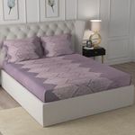 Cloth Fusion Elastic Fitted Bedsheet for Double Bed King Size with 2 Pillow Covers, Soft Wrinkle Free Elastic Bedsheets for King Size Bed (78X72X8 inches, Ogee Lavender) 186 TC,Floral