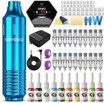 Wormhole Tattoo Kit Rotary Tattoo Machine Kit Tattoo Pen Kit with Power Supply 20 Tattoo Cartridge Needles 10 Tattoo Ink 40 Tattoo Ink Caps Complete Tattoo Gun Kit for Beginners Tattoo Artist