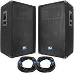 Seismic Audio - SA-15T-PKG21 - Pair of 15" PA/DJ Speakers with Two 25' Speaker Cables - 15 Inch PA Speaker and Cables Bundle