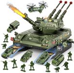 Army Tank Toys for Boys 3 4 5 6 7 8 Years Old, Military Toys Playset with 6 Mini Die-Cast Cars Helicopter & 10 Army Men Toy Soldiers, Kids Christmas Birthday Gifts Present for Boys Age 3+