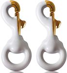 Anley Flag Accessory - 1 Pair White Rubber Coated Brass Swivel Snap Hook - Heavy Duty Flag Pole Halyard Rope Attachment Clip - For Tough Weather Conditions - 3.3 Inch - Two Hook Per Pack